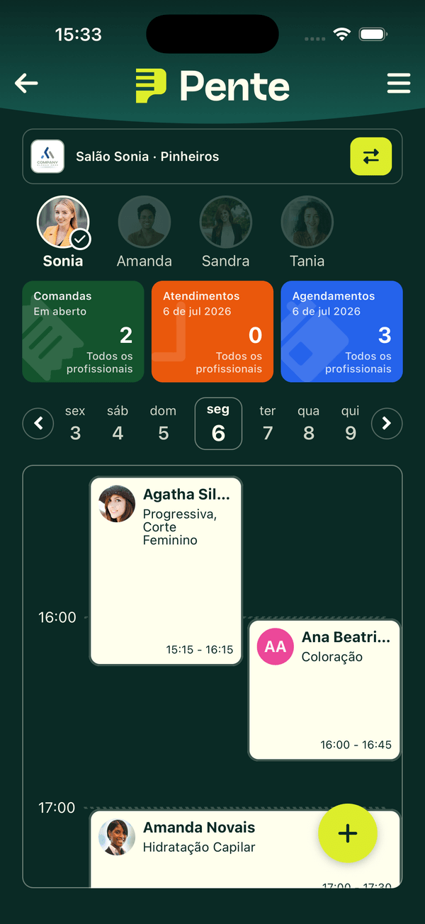 Agenda do Pente no iPhone